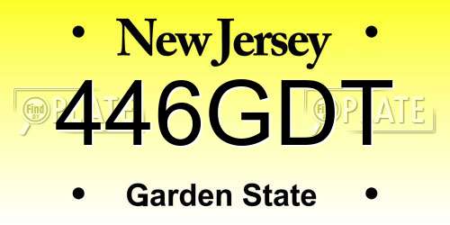 446GDT New Jersey License Plate
