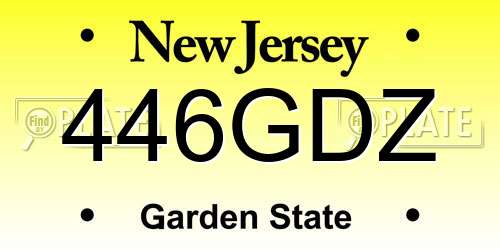 446GDZ New Jersey License Plate
