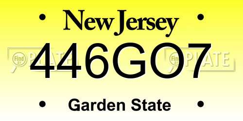446GO7 New Jersey License Plate