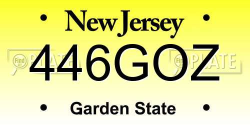 446GOZ New Jersey License Plate