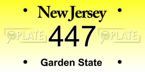 447 New Jersey License Plate