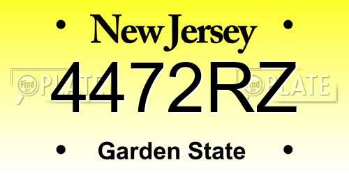 4472RZ New Jersey License Plate