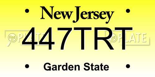 447TRT New Jersey License Plate
