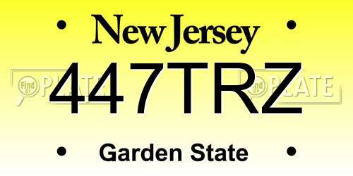 447TRZ New Jersey License Plate
