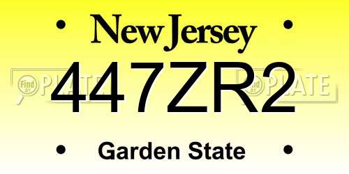 447ZR2 New Jersey License Plate