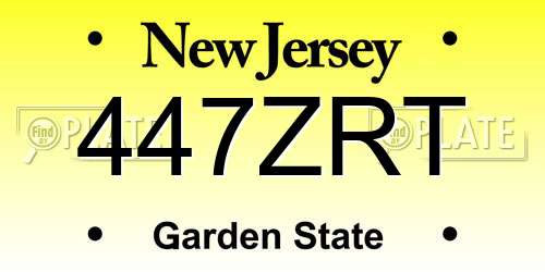 447ZRT New Jersey License Plate