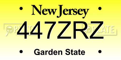 447ZRZ New Jersey License Plate