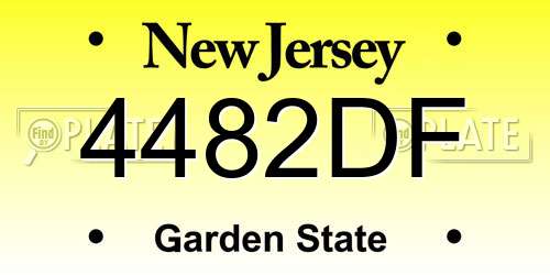 4482DF New Jersey License Plate