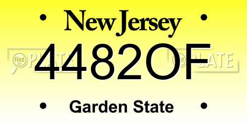 4482OF New Jersey License Plate