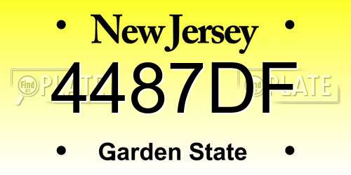4487DF New Jersey License Plate