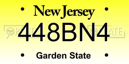448BN4 New Jersey License Plate