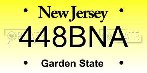 448BNA New Jersey License Plate