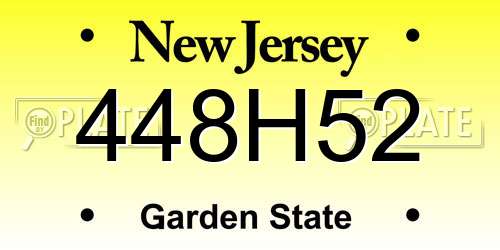 448H52 New Jersey License Plate