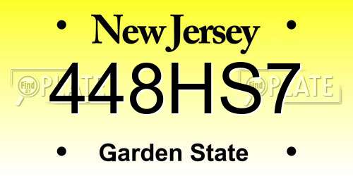 448HS7 New Jersey License Plate
