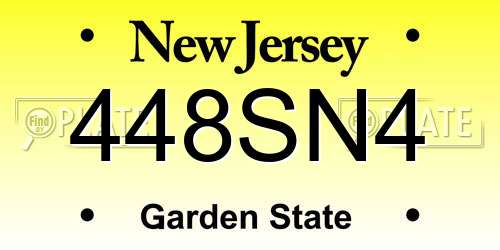 448SN4 New Jersey License Plate