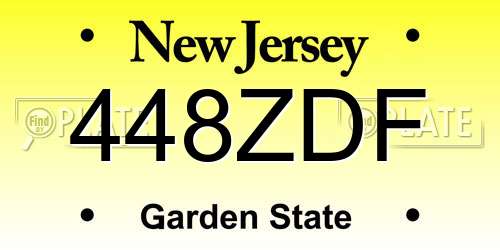448ZDF New Jersey License Plate