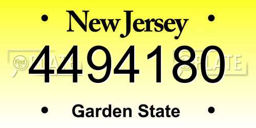 4494180 New Jersey License Plate