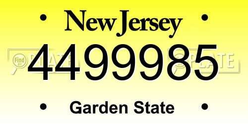 4499985 New Jersey License Plate