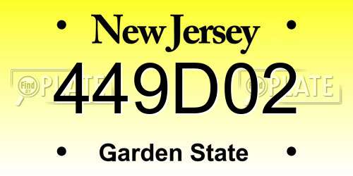 449D02 New Jersey License Plate