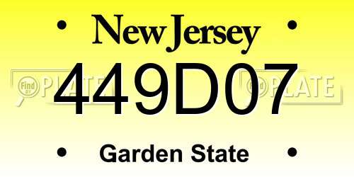 449D07 New Jersey License Plate