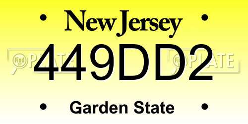449DD2 New Jersey License Plate