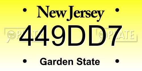 449DD7 New Jersey License Plate