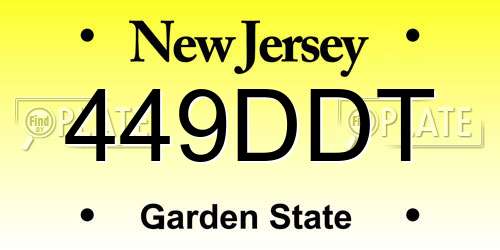 449DDT New Jersey License Plate