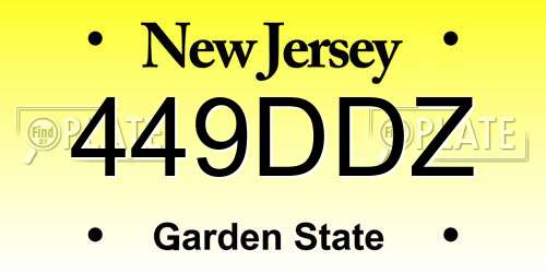 449DDZ New Jersey License Plate