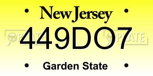 449DO7 New Jersey License Plate