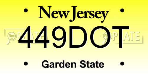 449DOT New Jersey License Plate