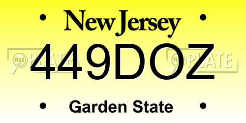 449DOZ New Jersey License Plate