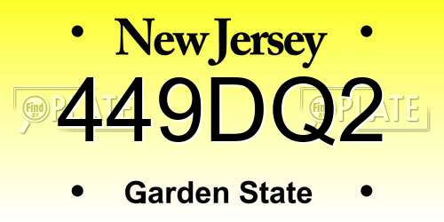 449DQ2 New Jersey License Plate