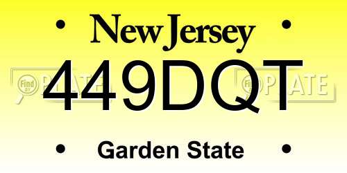 449DQT New Jersey License Plate