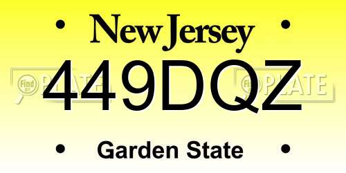 449DQZ New Jersey License Plate