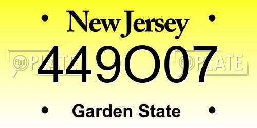 449O07 New Jersey License Plate