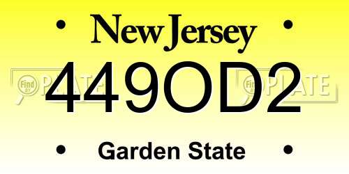 449OD2 New Jersey License Plate