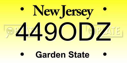 449ODZ New Jersey License Plate