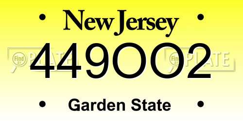 449OO2 New Jersey License Plate