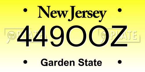 449OOZ New Jersey License Plate