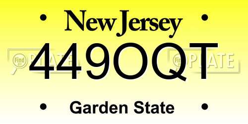 449OQT New Jersey License Plate