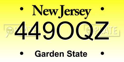 449OQZ New Jersey License Plate