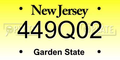 449Q02 New Jersey License Plate