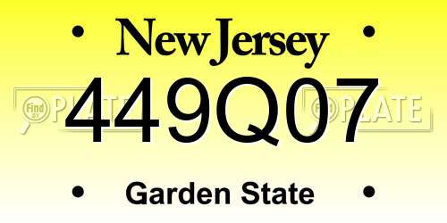 449Q07 New Jersey License Plate