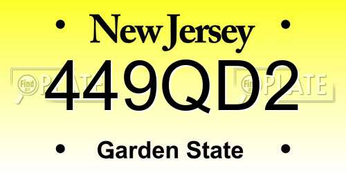 449QD2 New Jersey License Plate