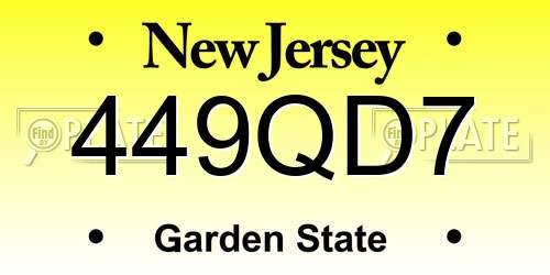 449QD7 New Jersey License Plate