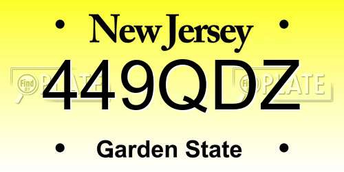 449QDZ New Jersey License Plate