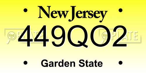 449QO2 New Jersey License Plate