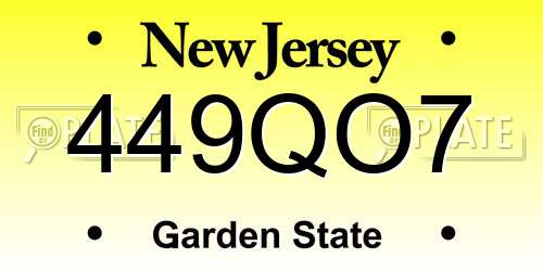 449QO7 New Jersey License Plate