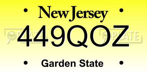 449QOZ New Jersey License Plate