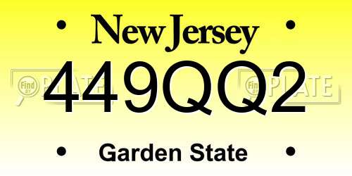 449QQ2 New Jersey License Plate